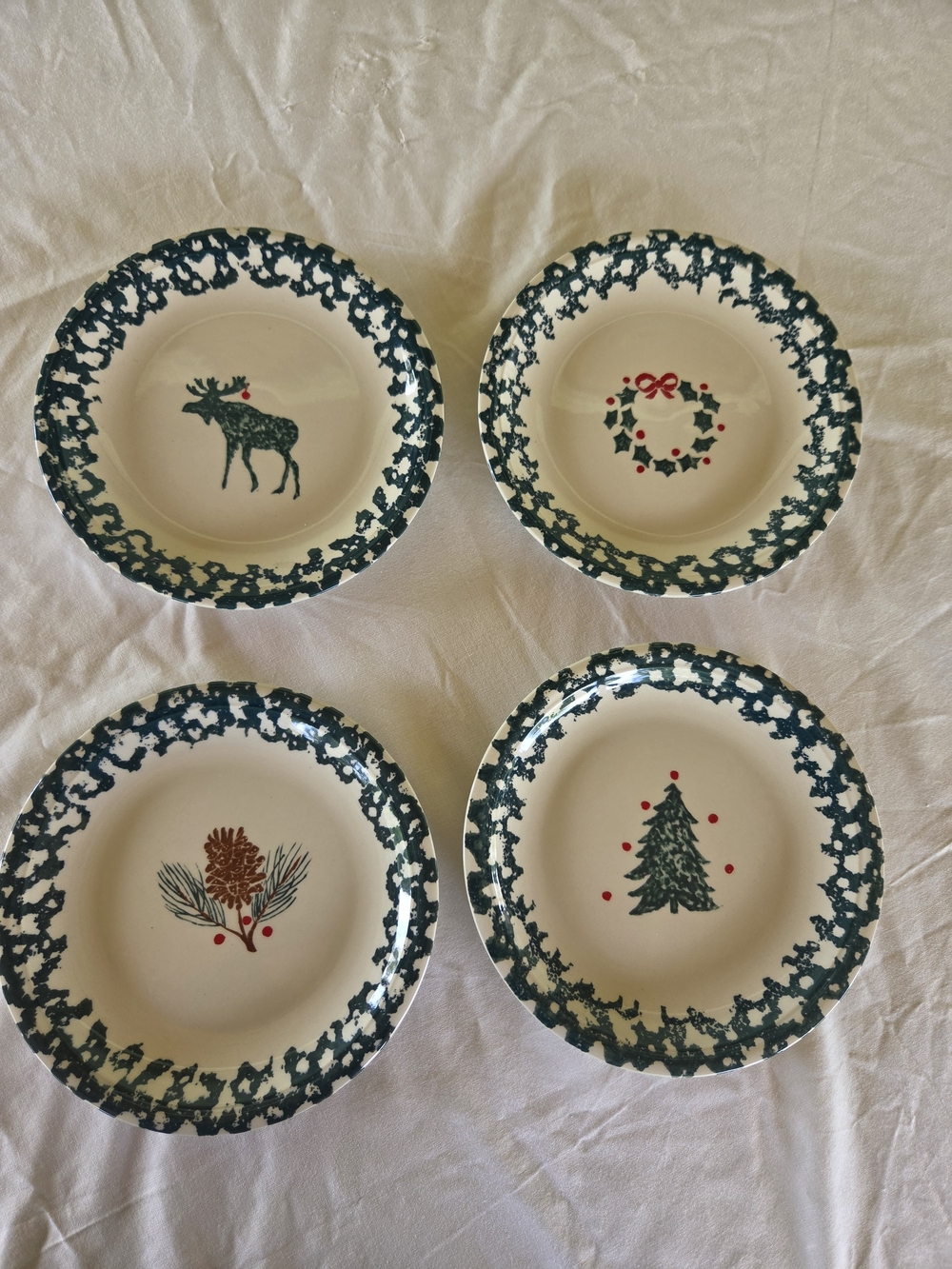 Set of 4 Folkcraft Holiday Pines  By Tienshan Salad Plates